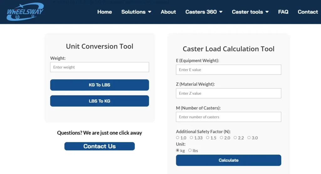 Link to caster load capacity calculator tool page