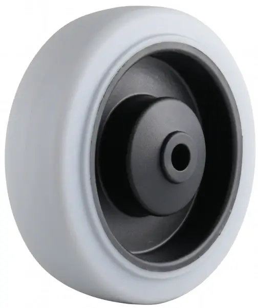 a industrial grade gray color TPR tyre on black plastic core wheel, ball bearing with wheel cap