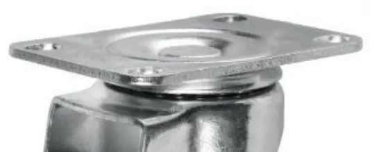 a mounted top plate on a zinc plated caster bracket