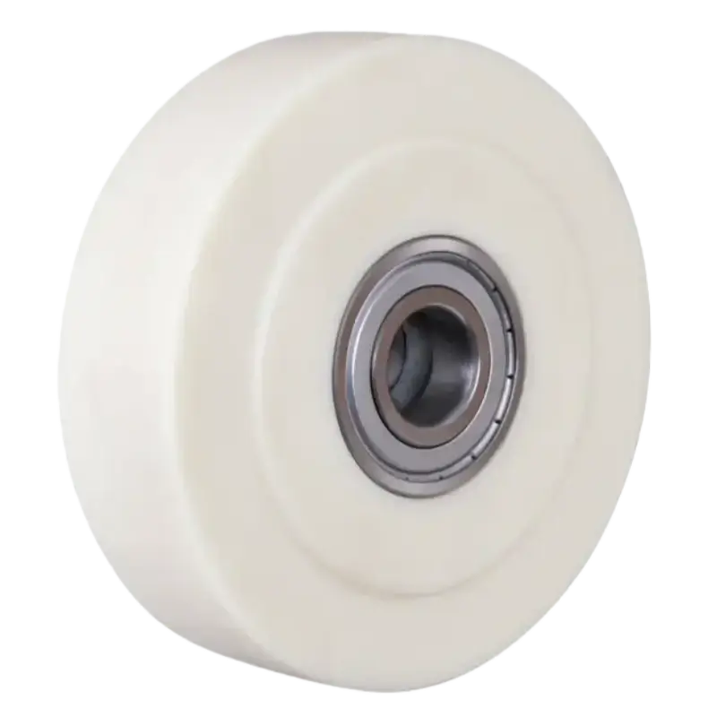 a heavy-duty white MC Nylon wheel, double ball bearings