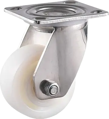 a american style heavy duty stainless steel swivel caster, with white Nylon wheel