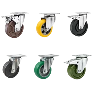 six high-temp resistant caster wheels with silicone wheel, phenolic resin wheel, epoxy resin wheel and glass fiber filled Nylon wheel