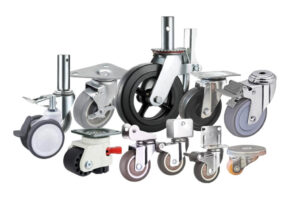 various types of caster with different mouting methods, including top plate, stem, threaded stem, U shape bracket, triangle plate, etc