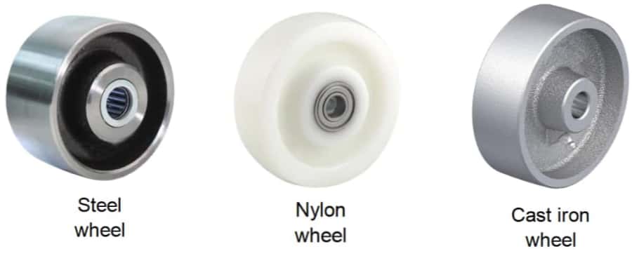 steel wheel nylon wheel and cast iron wheel