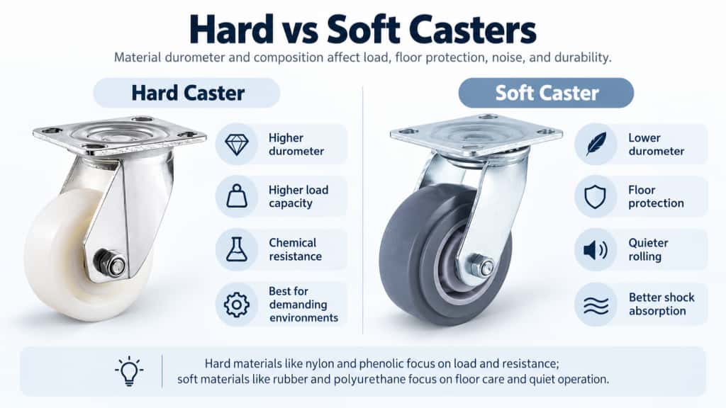 a comparison chart between hard and soft casters